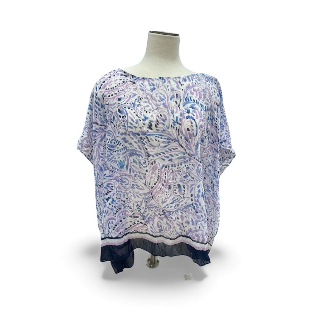 Talbots Women’s Short Sleeve Pullover Cotton/Silk Poncho Size Small Orig $79